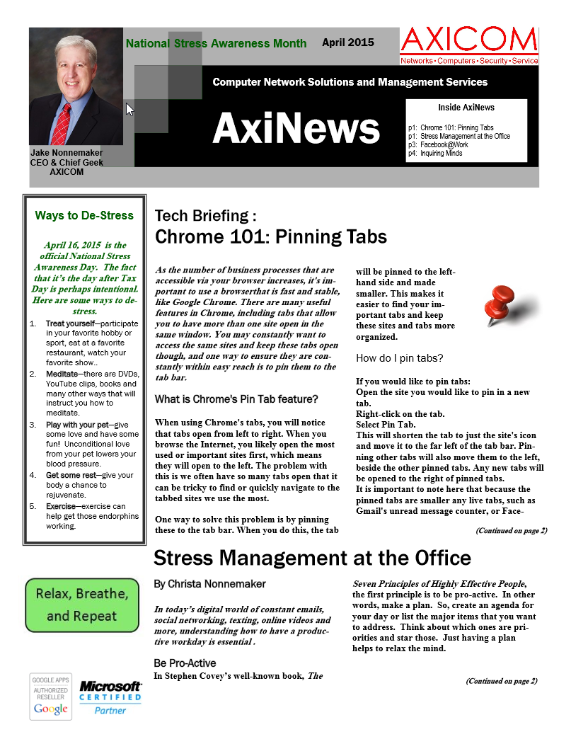 Newsletter Archive April 2015