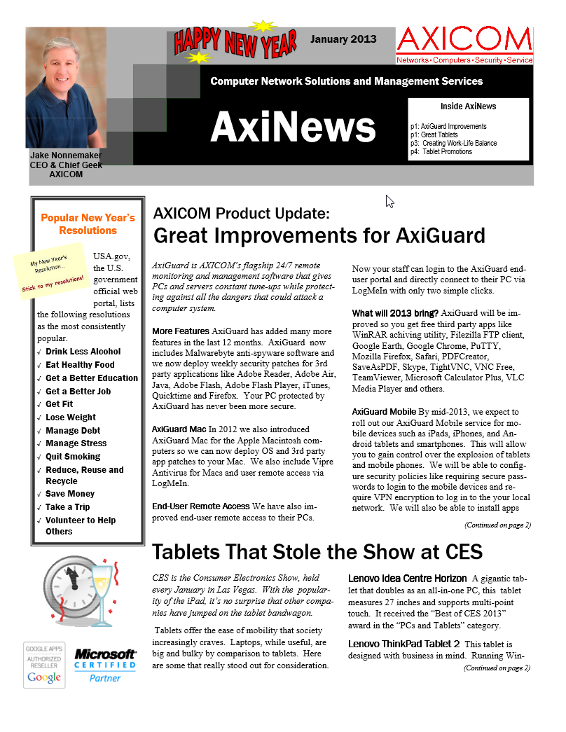 Newsletter Archive January 2013