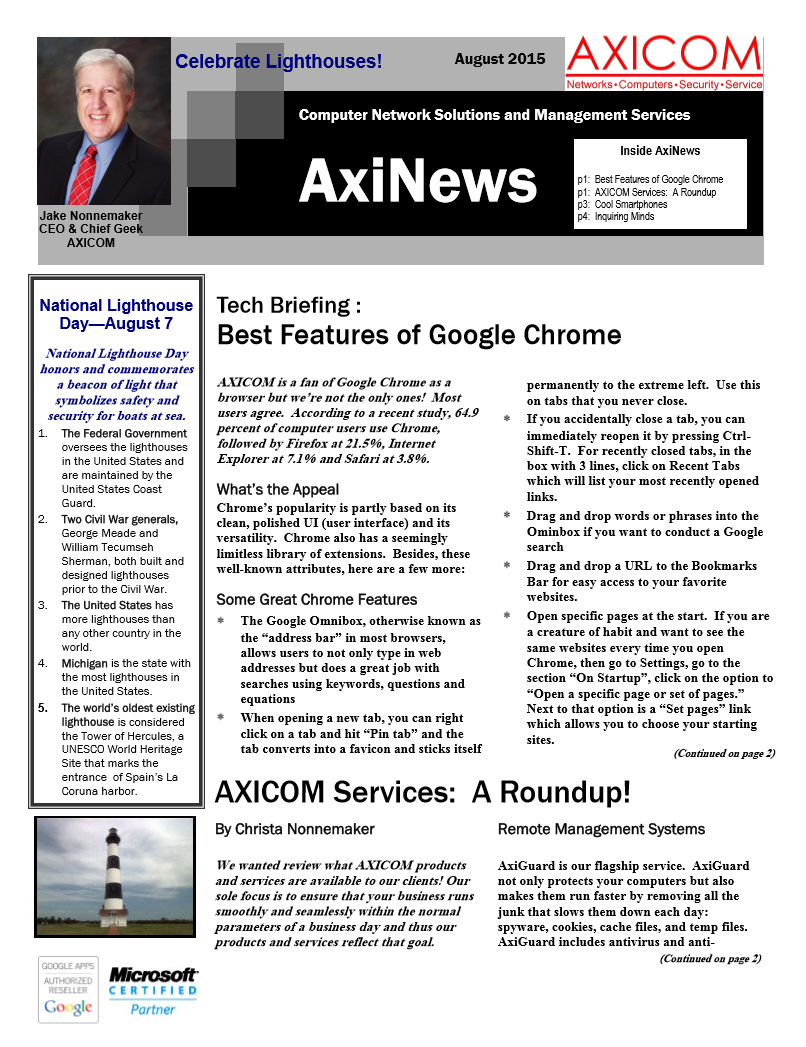 Newsletter Archive August 2015